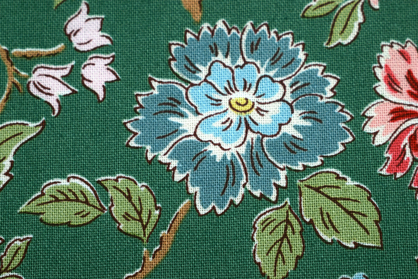 Green Northanger Abbey floral cotton quilting fabric inspired by Jane Austen - Price by Half Metre