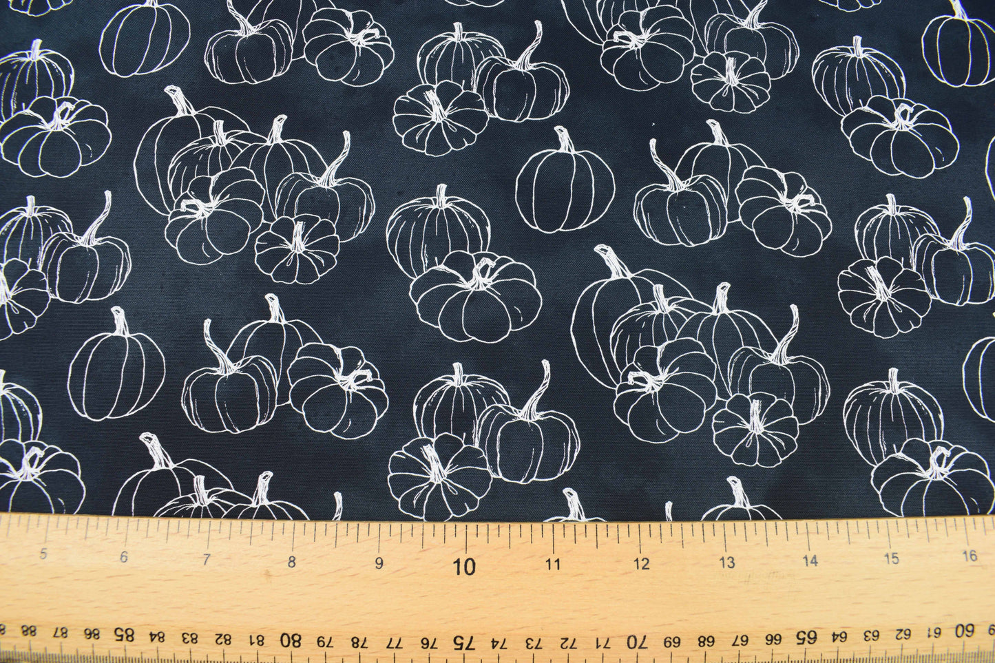 Black Pumpkin Outline Fabric for Autumn Sewing - Price by Half Metre