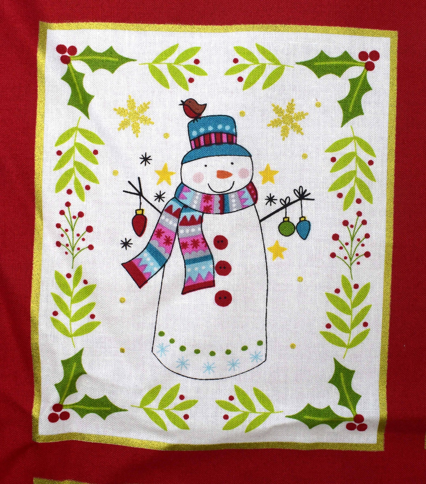 Festive Christmas Panel with Santa, Snowman, Reindeer and Holiday Scenes