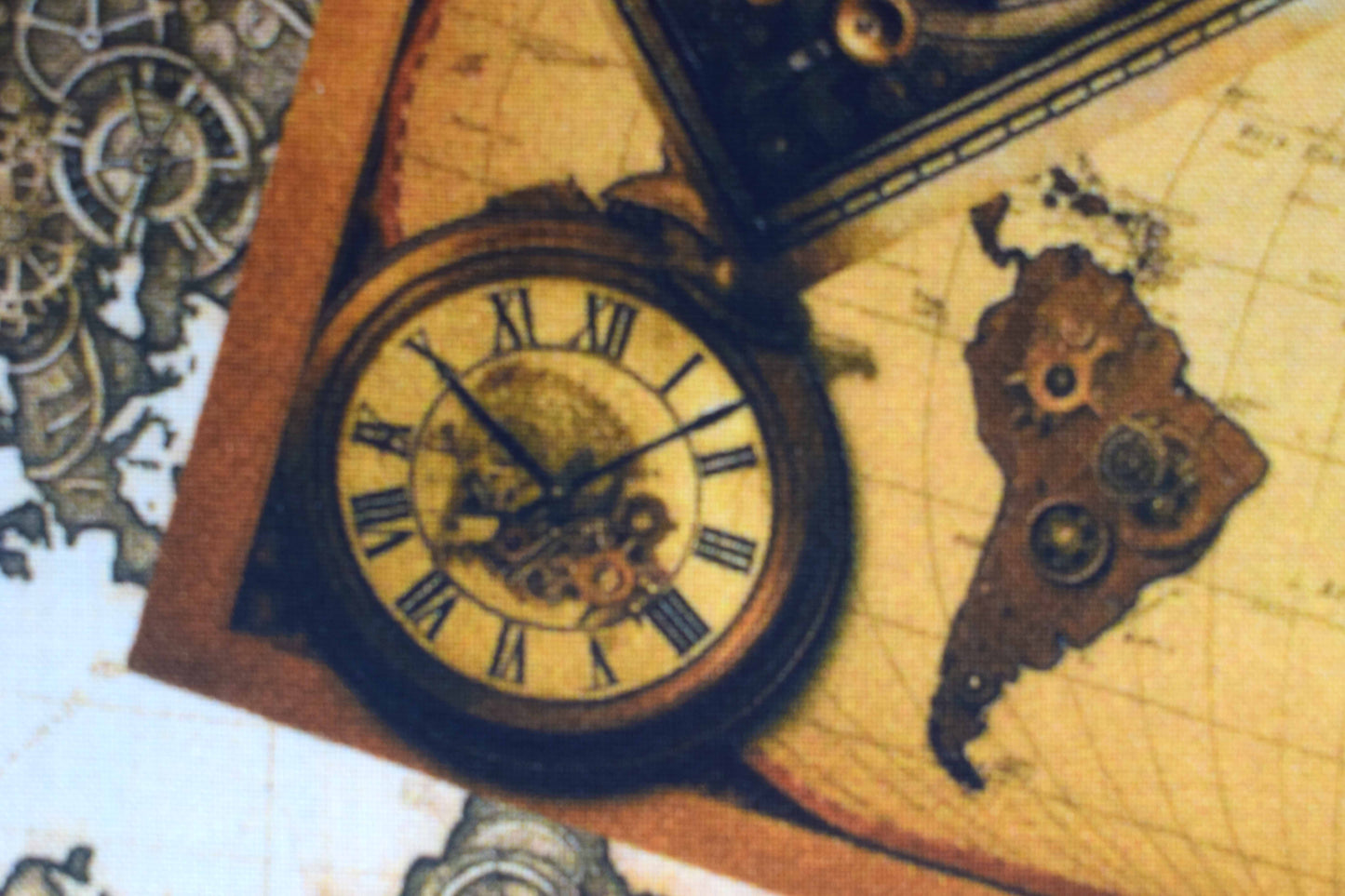 Steampunk World Map Quilting Fabric, -  Price by the Half Metre - The Quilt Sanctuary
