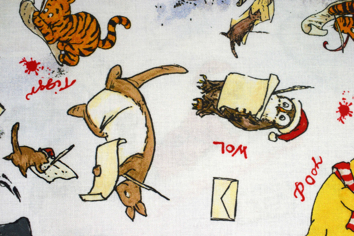 Winnie the Pooh Christmas Letter Writing Fabric for Quilting & Crafts  -  Price by the Half Metre