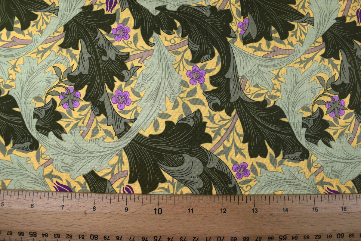 William Morris Granville cotton Quilting Fabric – Olive Orchard  - Price by the Half Metre