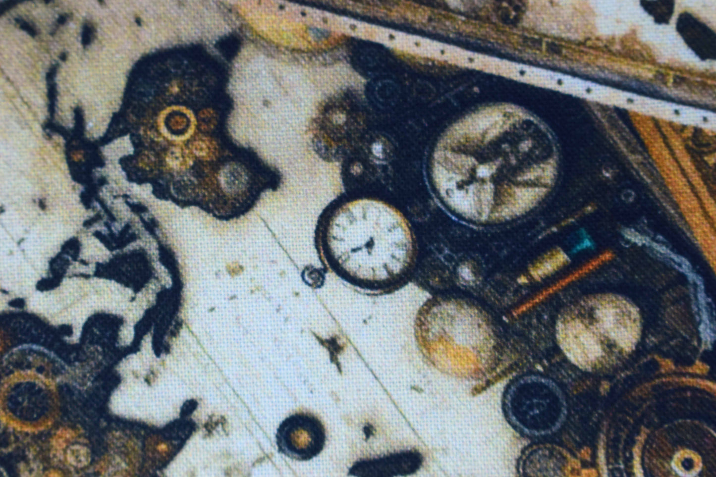 Steampunk World Map Quilting Fabric, -  Price by the Half Metre - The Quilt Sanctuary