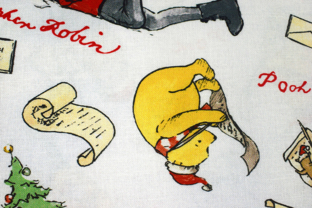 Winnie the Pooh Christmas Letter Writing Fabric for Quilting & Crafts  -  Price by the Half Metre