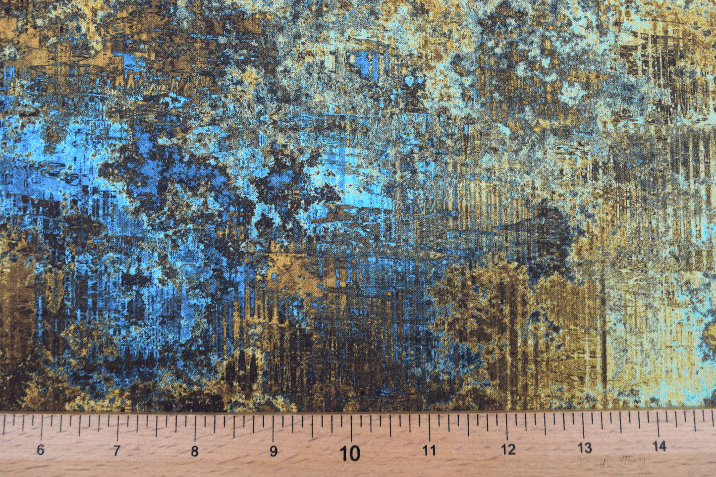 Blue and Gold abstract Quilting Fabric -  Price by the Half Metre - The Quilt Sanctuary