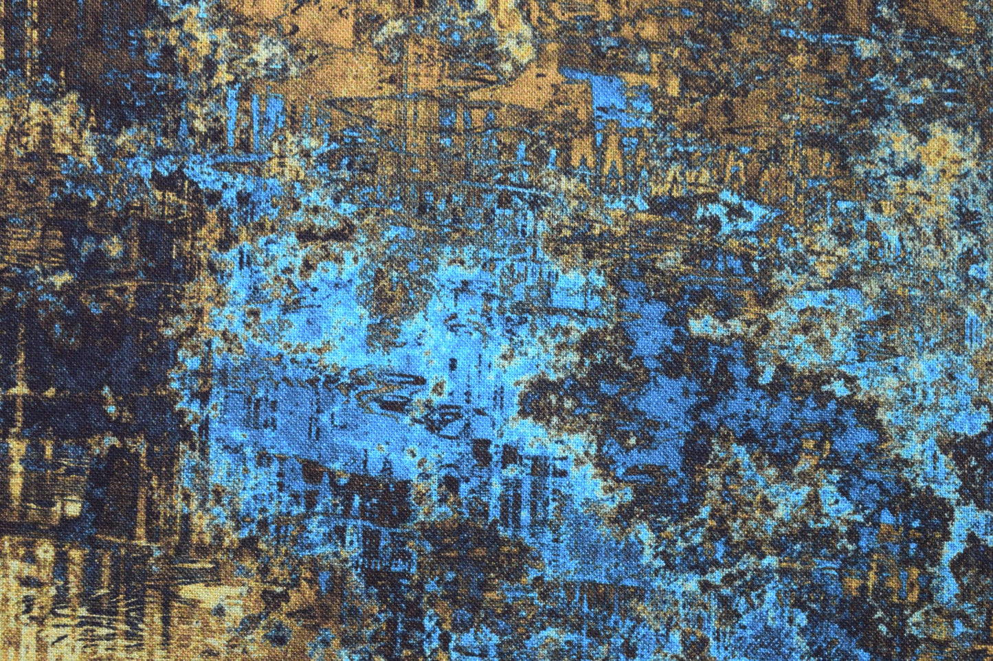 Blue and Gold abstract Quilting Fabric -  Price by the Half Metre - The Quilt Sanctuary