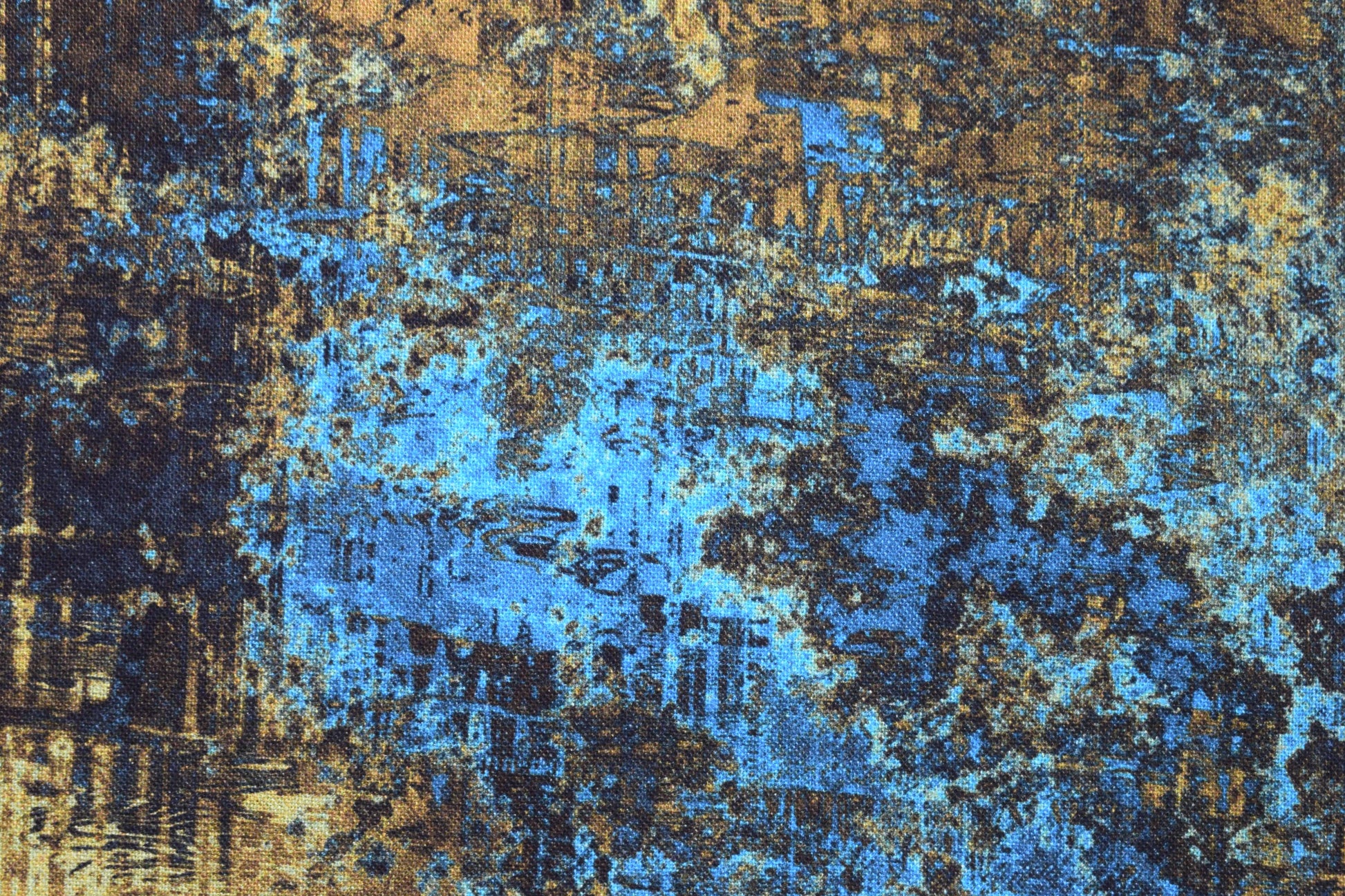 Blue and Gold abstract Quilting Fabric -  Price by the Half Metre - The Quilt Sanctuary