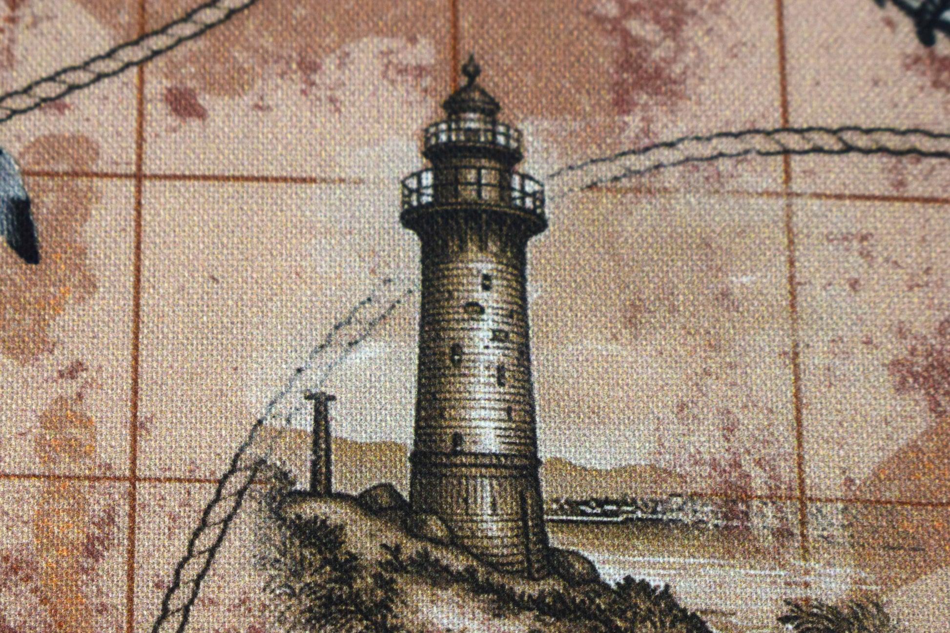 Nautical Map Fabric, Vintage Ship, Lighthouse, & Anchor Print Quilting Cotton - Price by Half Metre - The Quilt Sanctuary