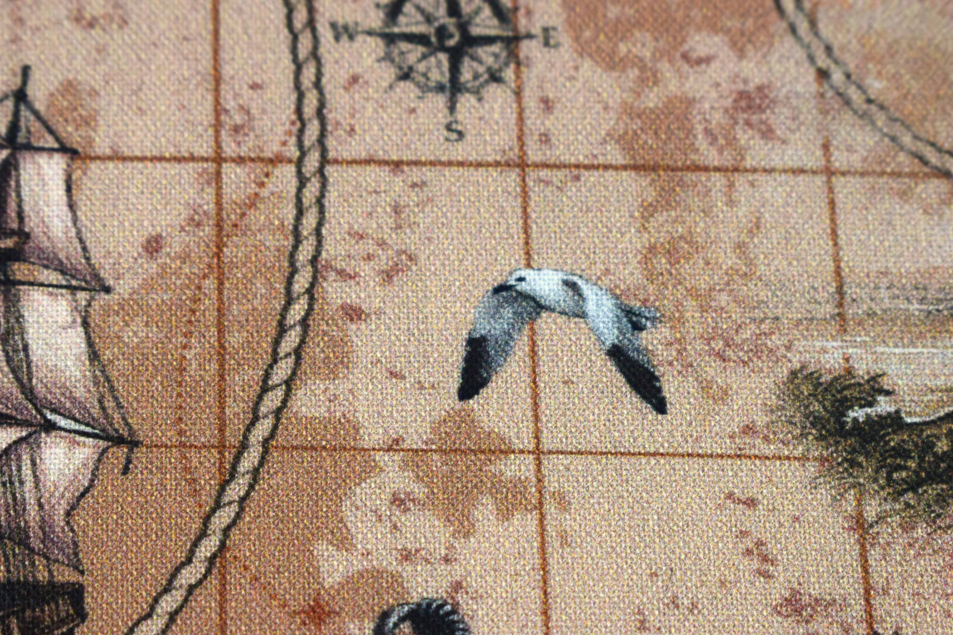 Nautical Map Fabric, Vintage Ship, Lighthouse, & Anchor Print Quilting Cotton - Price by Half Metre - The Quilt Sanctuary