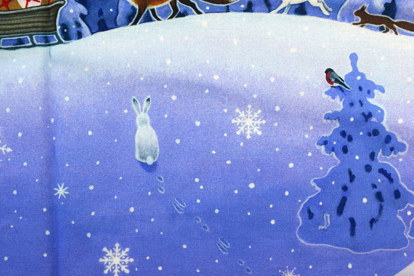 Winter Forest Christmas Stocking Panel with Reindeer and Gifts