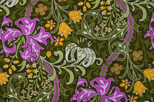 William Morris Golden Lily cotton Quilting Fabric – Olive Orchard  - Price by the Half Metre - The Quilt Sanctuary