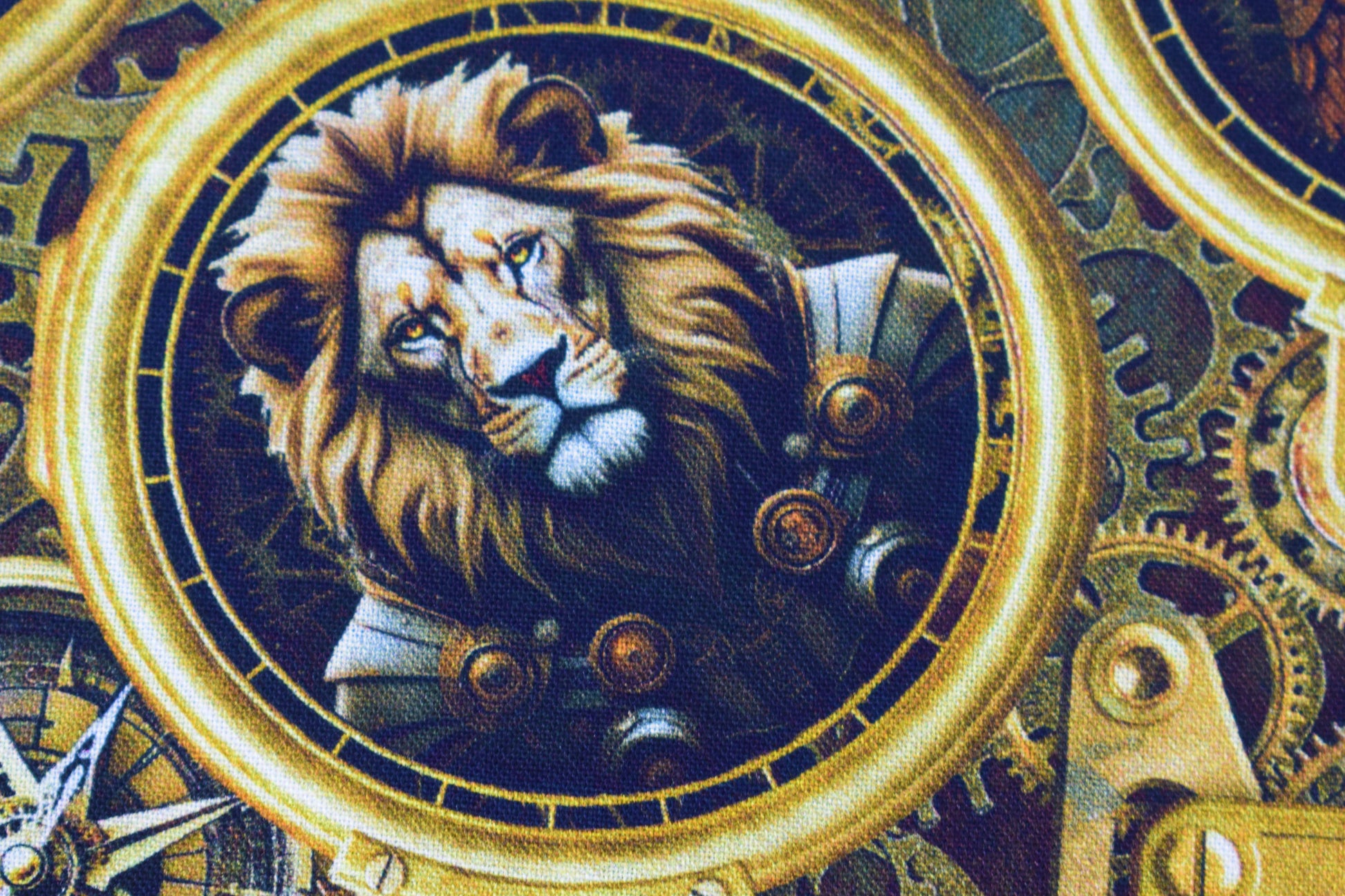 Steampunk Safari Animals Porthole Cotton Quilting Fabric -  Price by the Half Metre - The Quilt Sanctuary