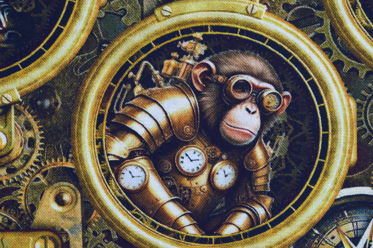 Steampunk Safari Animals Porthole Cotton Quilting Fabric -  Price by the Half Metre - The Quilt Sanctuary