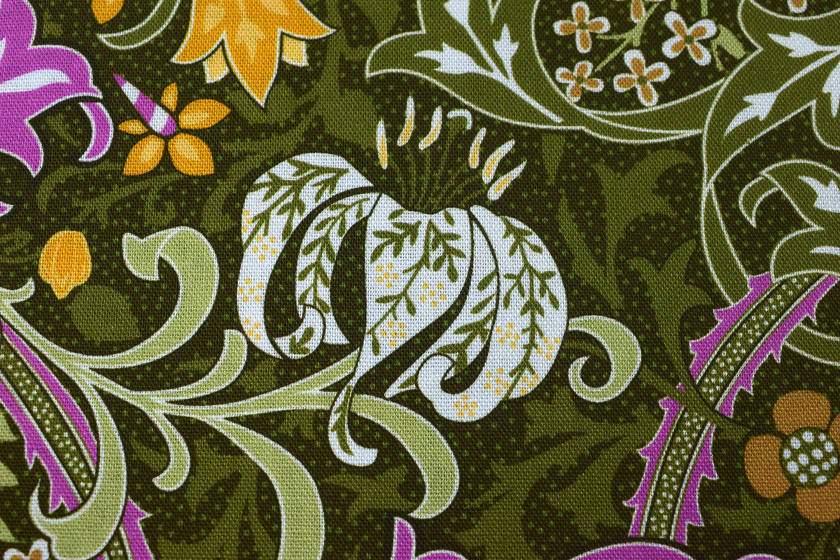 William Morris Golden Lily cotton Quilting Fabric – Olive Orchard  - Price by the Half Metre