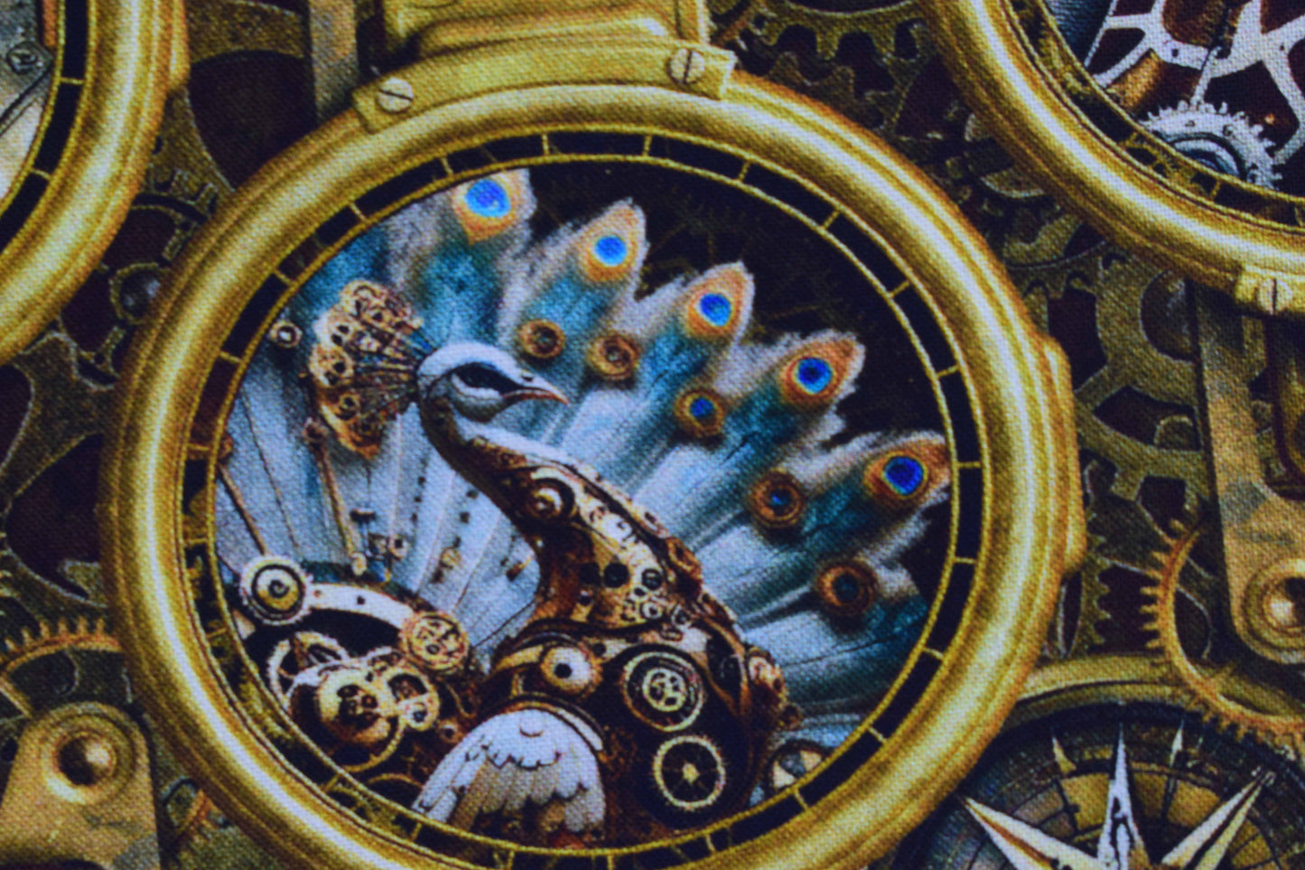 Steampunk Safari Animals Porthole Cotton Quilting Fabric -  Price by the Half Metre - The Quilt Sanctuary