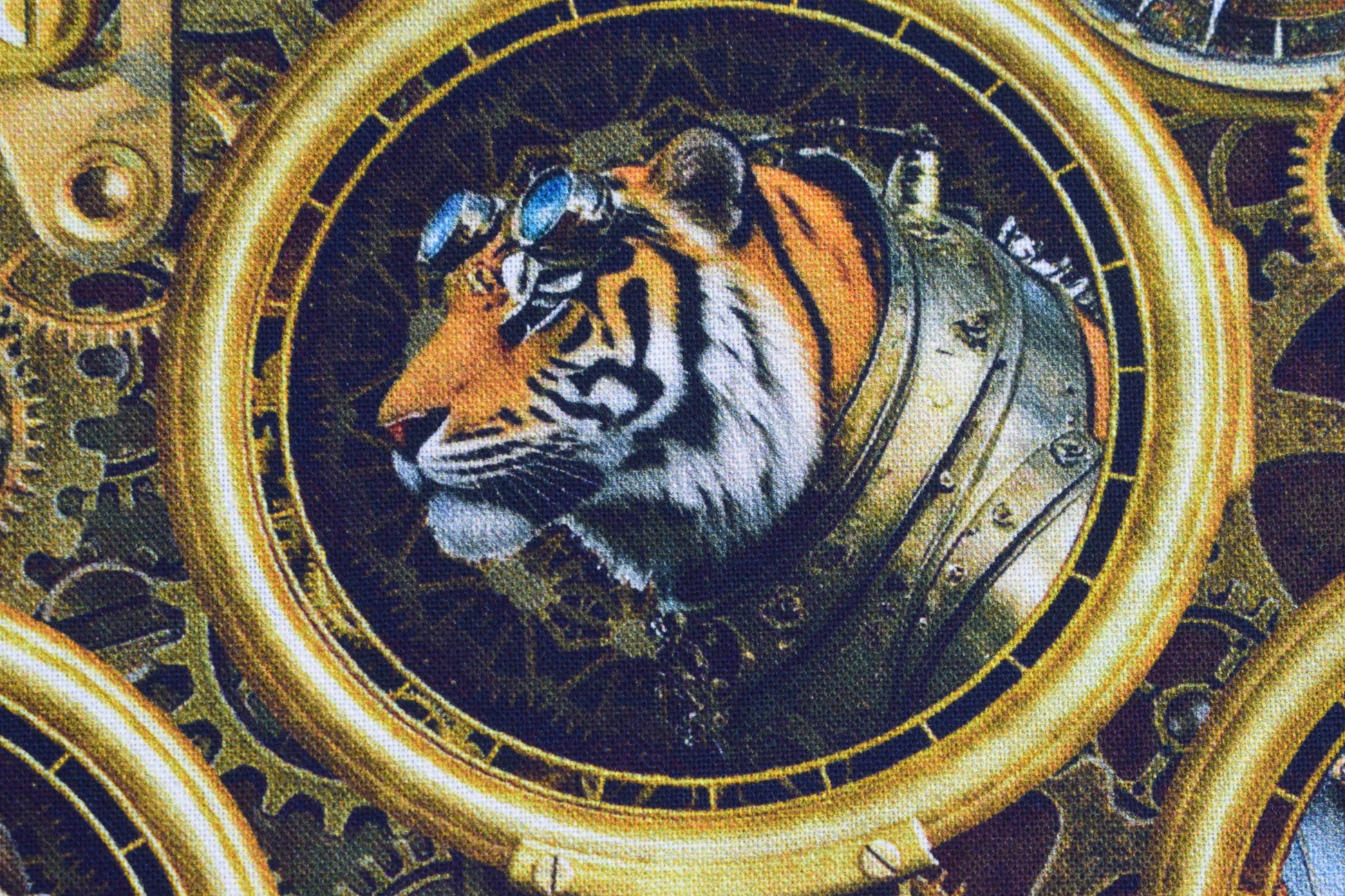 Steampunk Safari Animals Porthole Cotton Quilting Fabric -  Price by the Half Metre - The Quilt Sanctuary