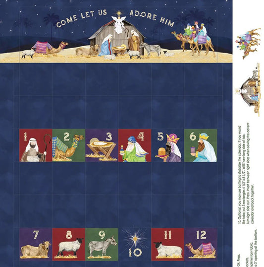 Traditional fabric advent calendar panel, reusable advent calendar