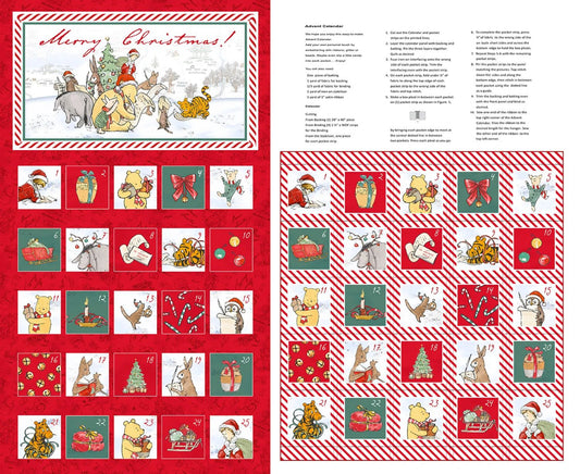 Winnie the Pooh fabric advent calendar panel,  reusable advent calendar - The Quilt Sanctuary