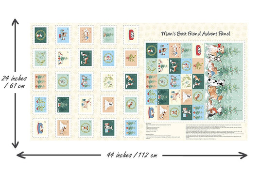 Dog fabric advent calendar panel, re-usable advent calendar, mans best friend