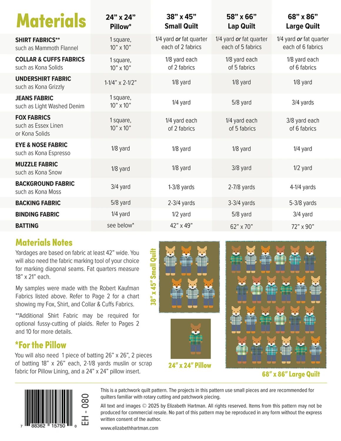 Foxes in Flannels Quilt Pattern by Elizabeth Hartman - PATTERN ONLY