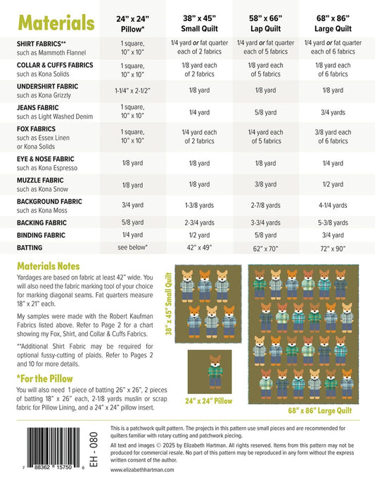 Foxes in Flannels Quilt Pattern by Elizabeth Hartman - PATTERN ONLY