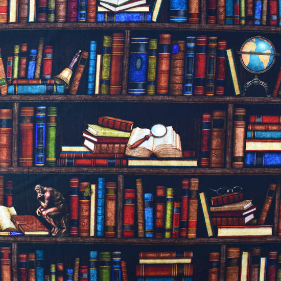 Library shelf quilting fabric