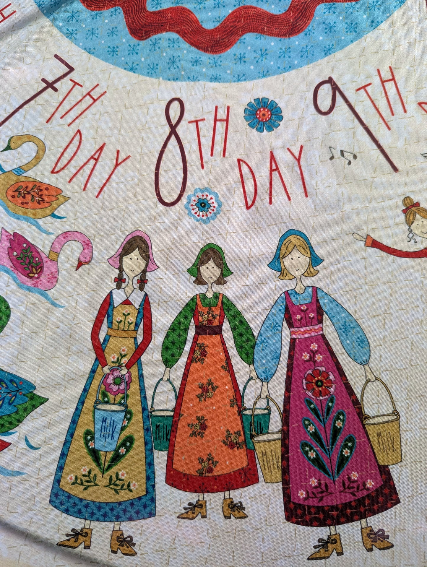 12 Days of Christmas Tree Skirt Fabric Panel , Quilting fabric - NOT FINISHED PRODUCT panel only - The Quilt Sanctuary