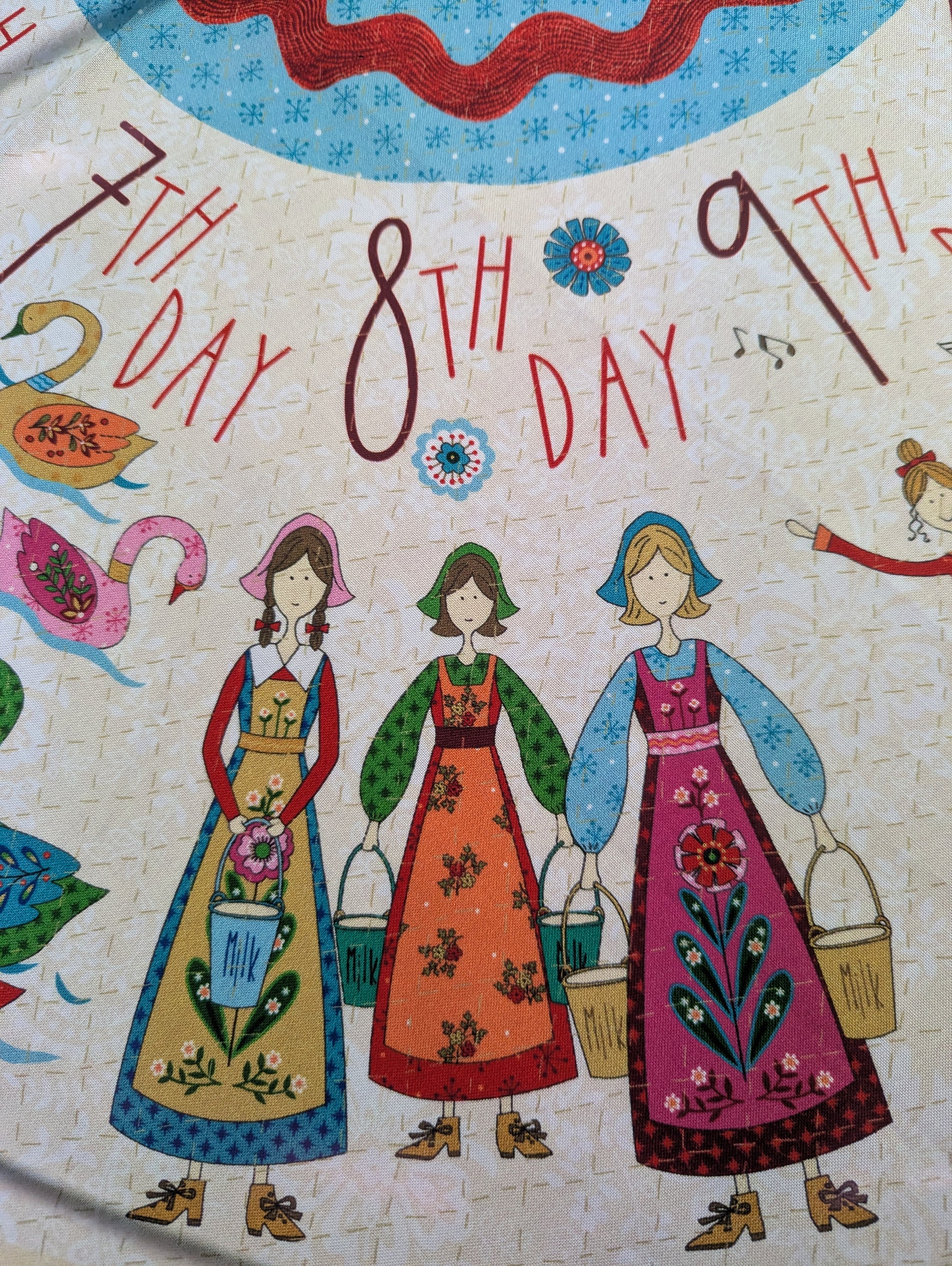 12 Days of Christmas Tree Skirt Fabric Panel , Quilting fabric - NOT FINISHED PRODUCT panel only - The Quilt Sanctuary
