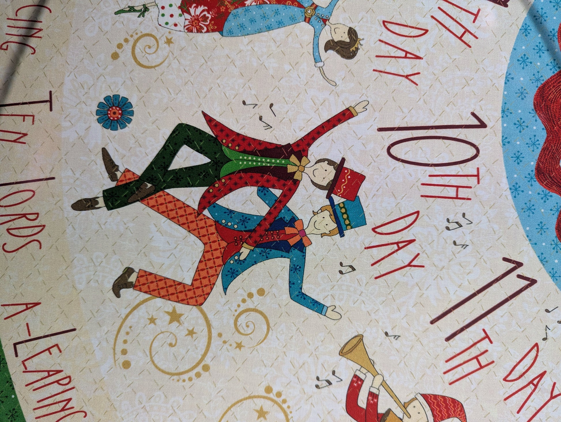 12 Days of Christmas Tree Skirt Fabric Panel , Quilting fabric - NOT FINISHED PRODUCT panel only - The Quilt Sanctuary
