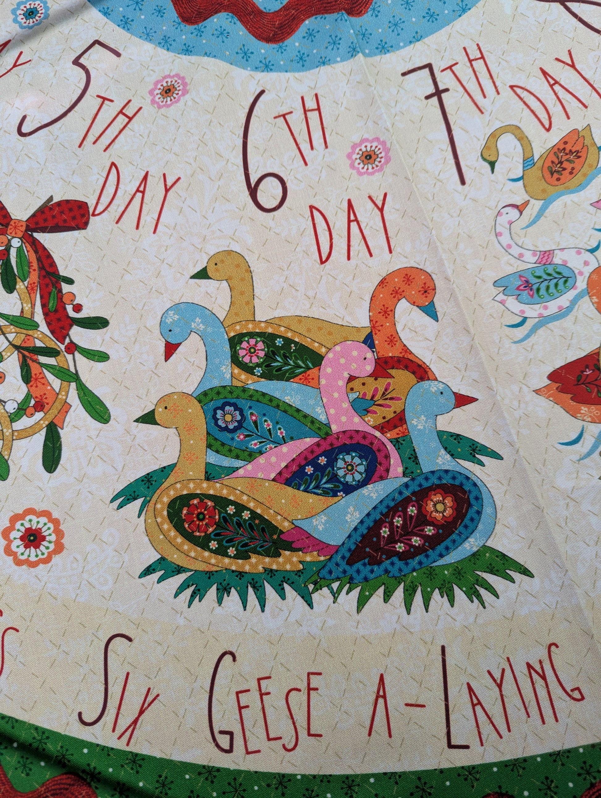 12 Days of Christmas Tree Skirt Fabric Panel , Quilting fabric - NOT FINISHED PRODUCT panel only - The Quilt Sanctuary