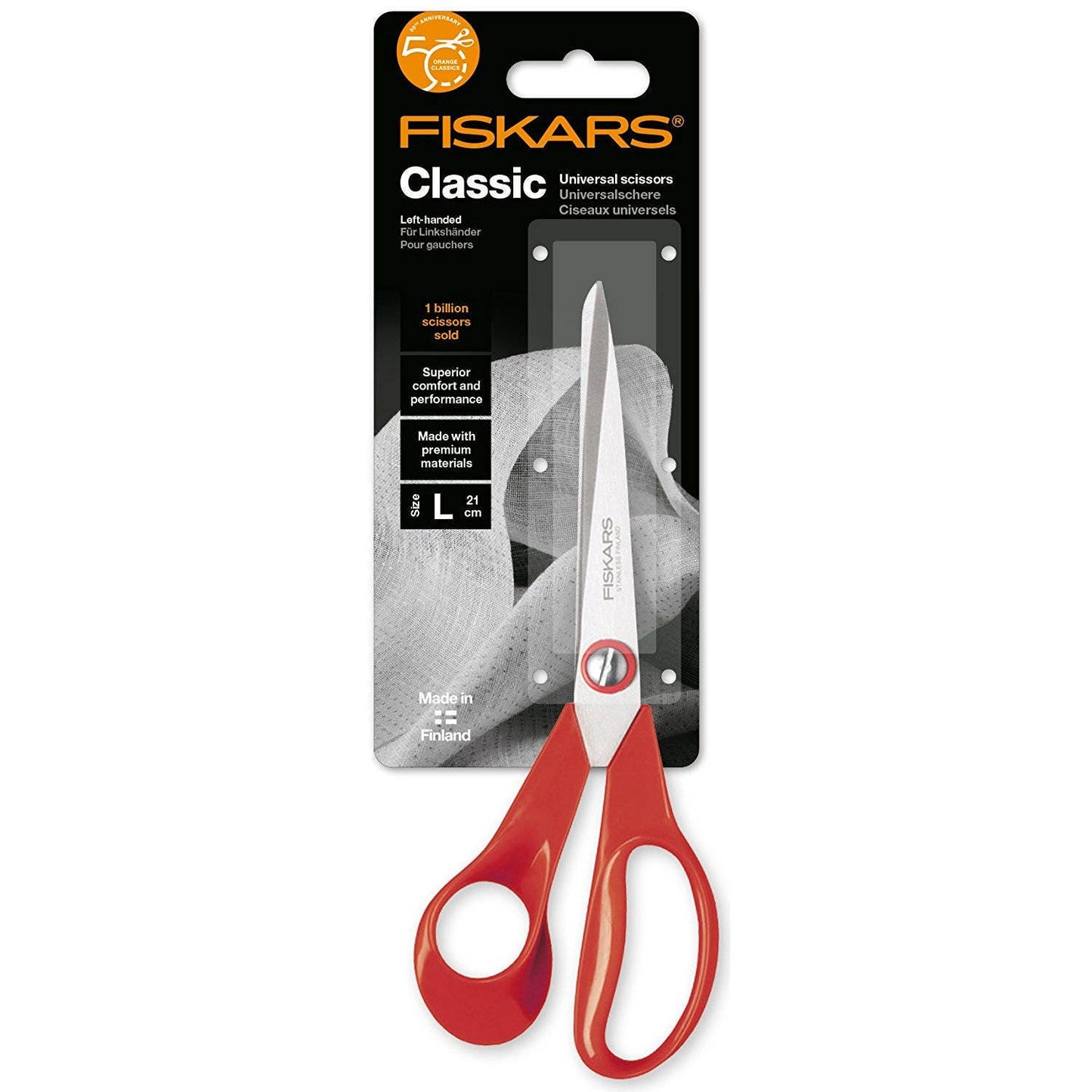 Left handed Scissors, Fiskars Scissors, Classic Universal Purpose 21 cm, fabric scissors, quilting scissors, craft scissors, The Quilt Sanctuary