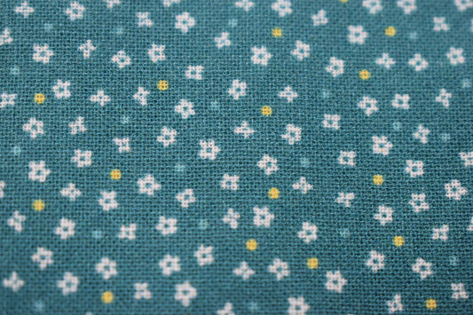 turquoise flower fabric, floral Quilting fabric, cotton fabric, pale blue fabric, Price by the Half Metre The Quilt Sanctuary
