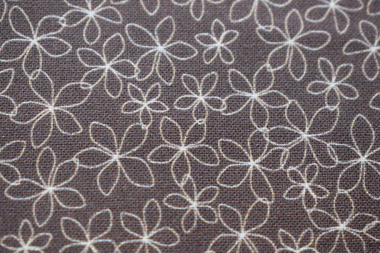Brown floral fabric, stencil flower Quilting fabric, cotton fabric, brown fabric, Price by the Half Metre The Quilt Sanctuary