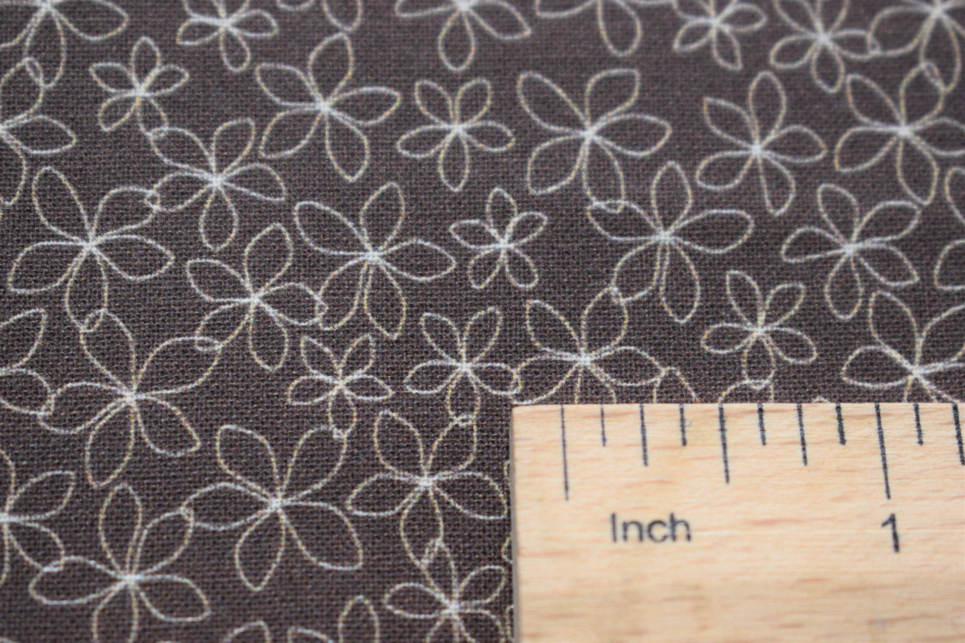 Brown floral fabric, stencil flower Quilting fabric, cotton fabric, brown fabric, Price by the Half Metre The Quilt Sanctuary