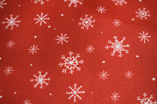 Red Snowflake fabric, christmas fabric, quilting fabric, Just Chillin, - Price by the Half Metre The Quilt Sanctuary