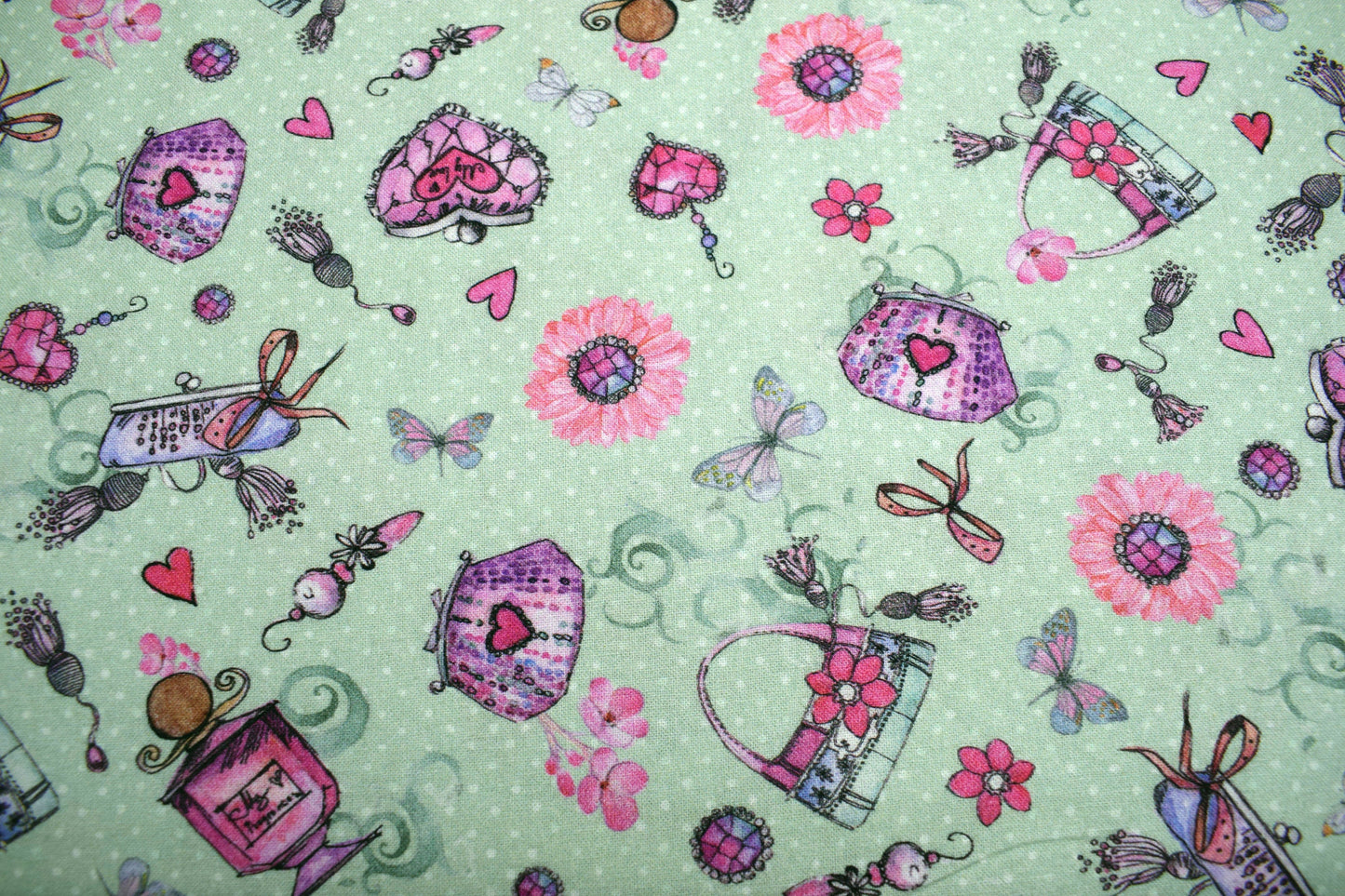 girly fabric, heart fabric, quilting fabric, cotton fabric, Price by the Half Metre The Quilt Sanctuary