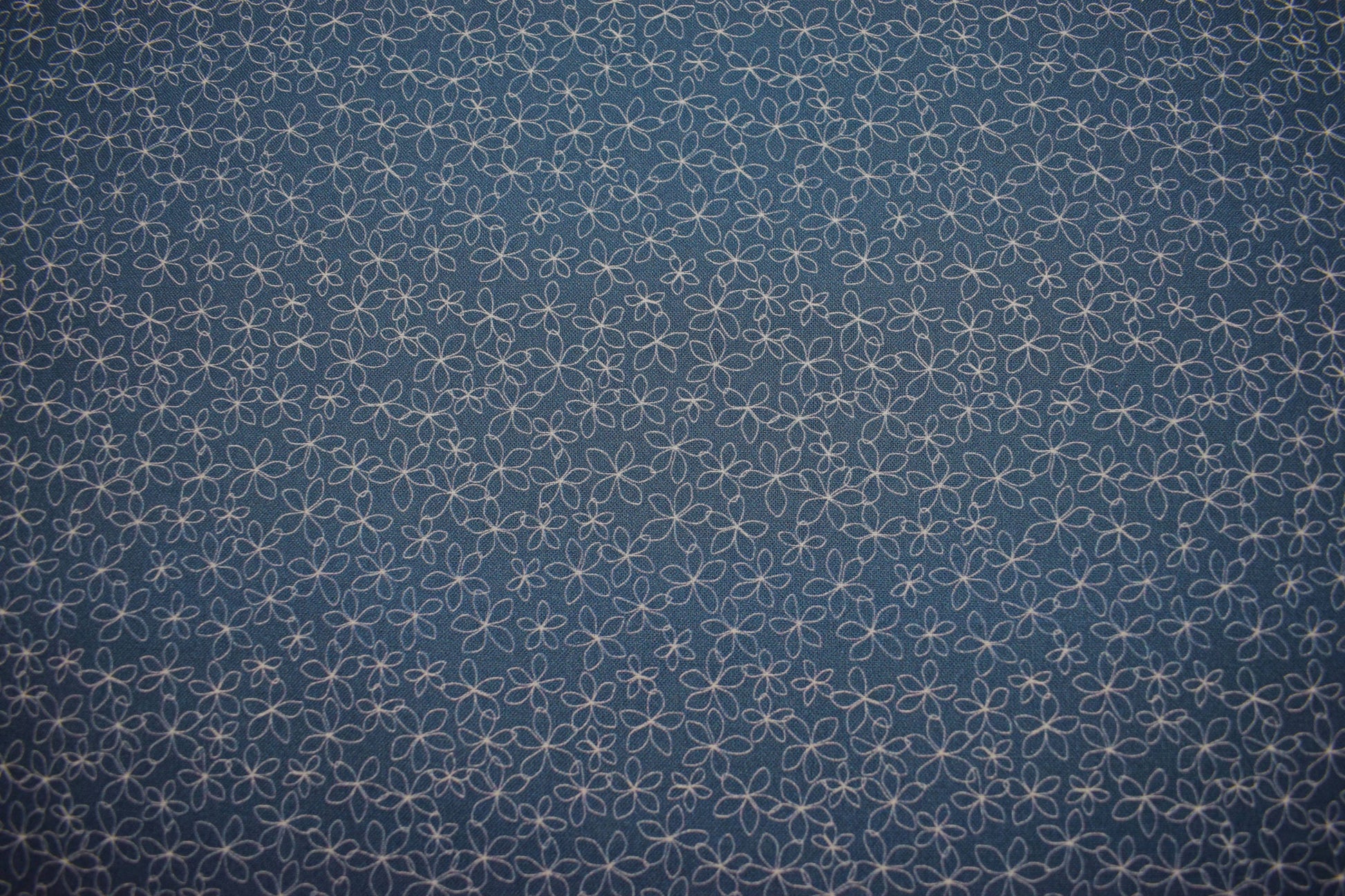 Navy floral fabric, stencil flower Quilting fabric, cotton fabric, Navy fabric, Price by the Half Metre The Quilt Sanctuary
