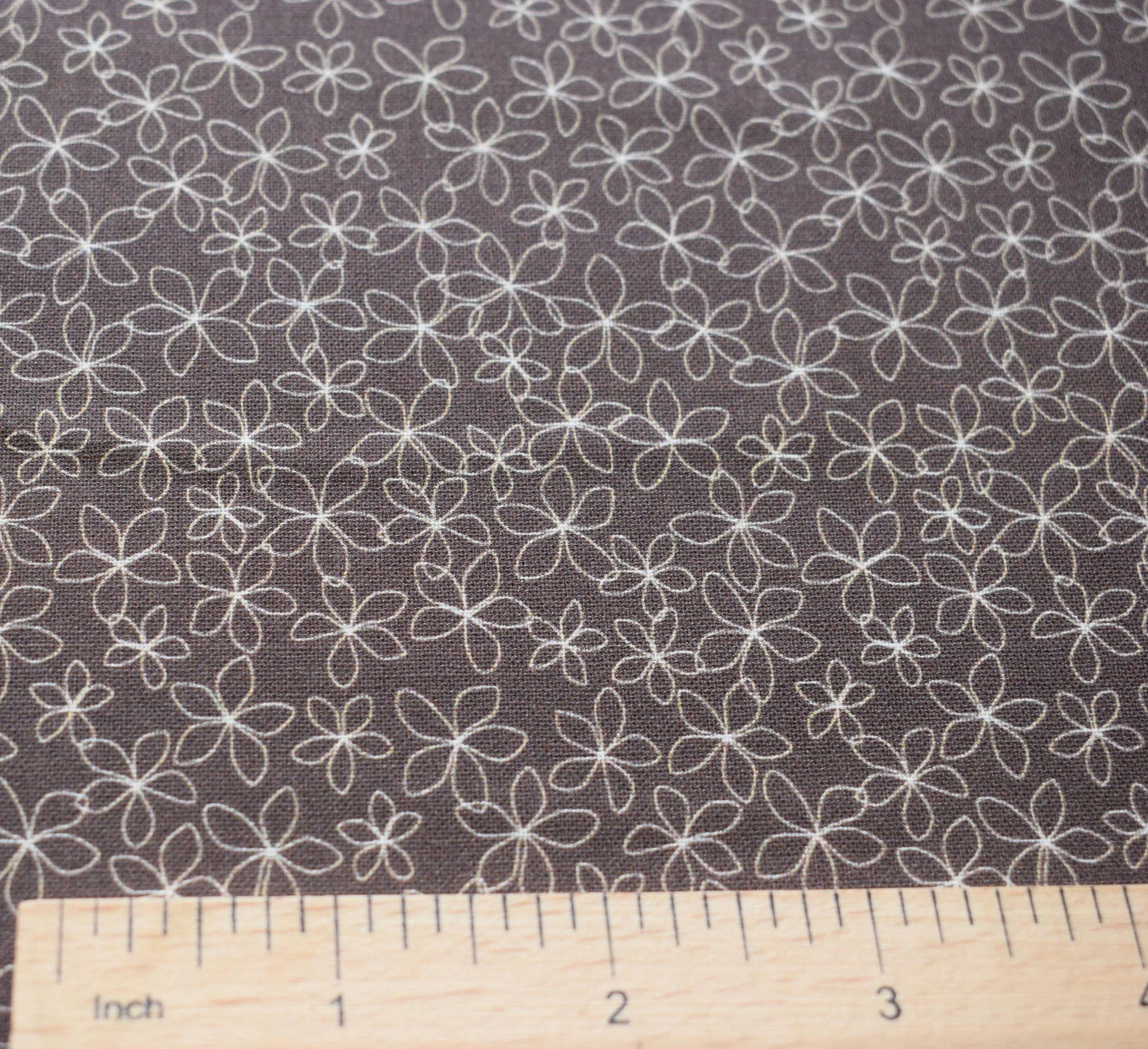 Brown floral fabric, stencil flower Quilting fabric, cotton fabric, brown fabric, Price by the Half Metre The Quilt Sanctuary