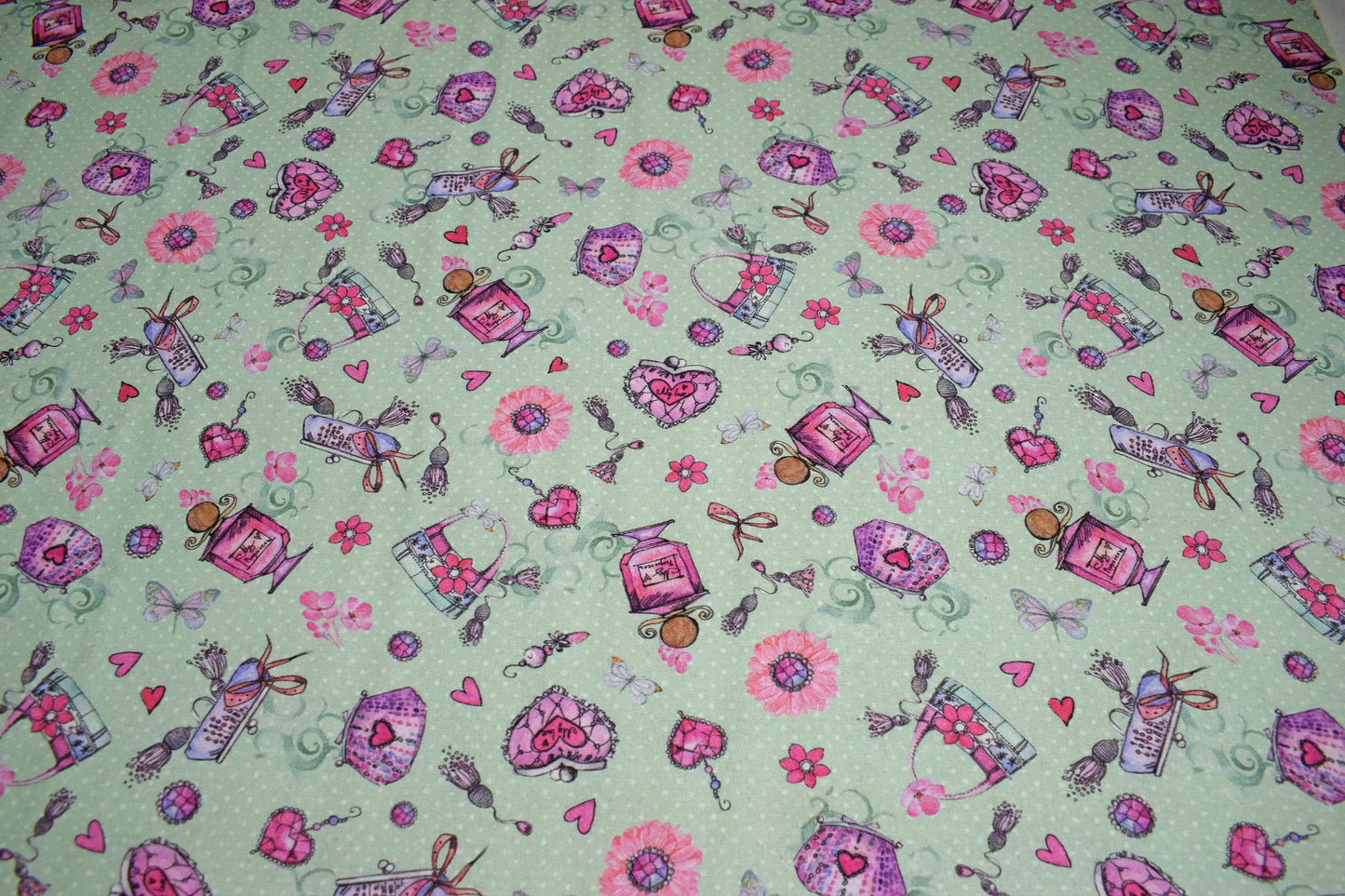 girly fabric, heart fabric, quilting fabric, cotton fabric, Price by the Half Metre The Quilt Sanctuary