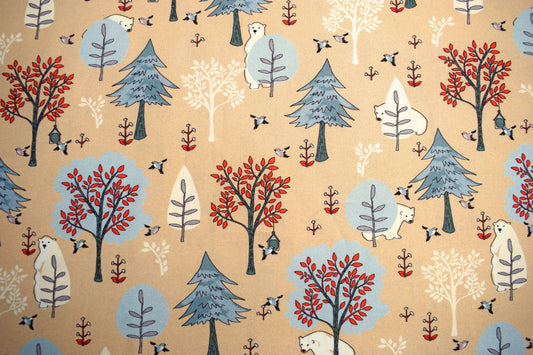 bear fabric, grizzly bear fabric, woodland fabric, quilting fabric, cotton fabric, Price by the Half Metre The Quilt Sanctuary