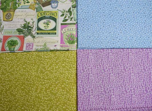herb fabric bundle, Fat Quarter bundle, herb fabric, quilting fabric, The Quilt Sanctuary