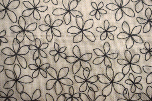 cream floral fabric, stencil flower Quilting fabric, cotton fabric, cream fabric, Price by the Half Metre The Quilt Sanctuary
