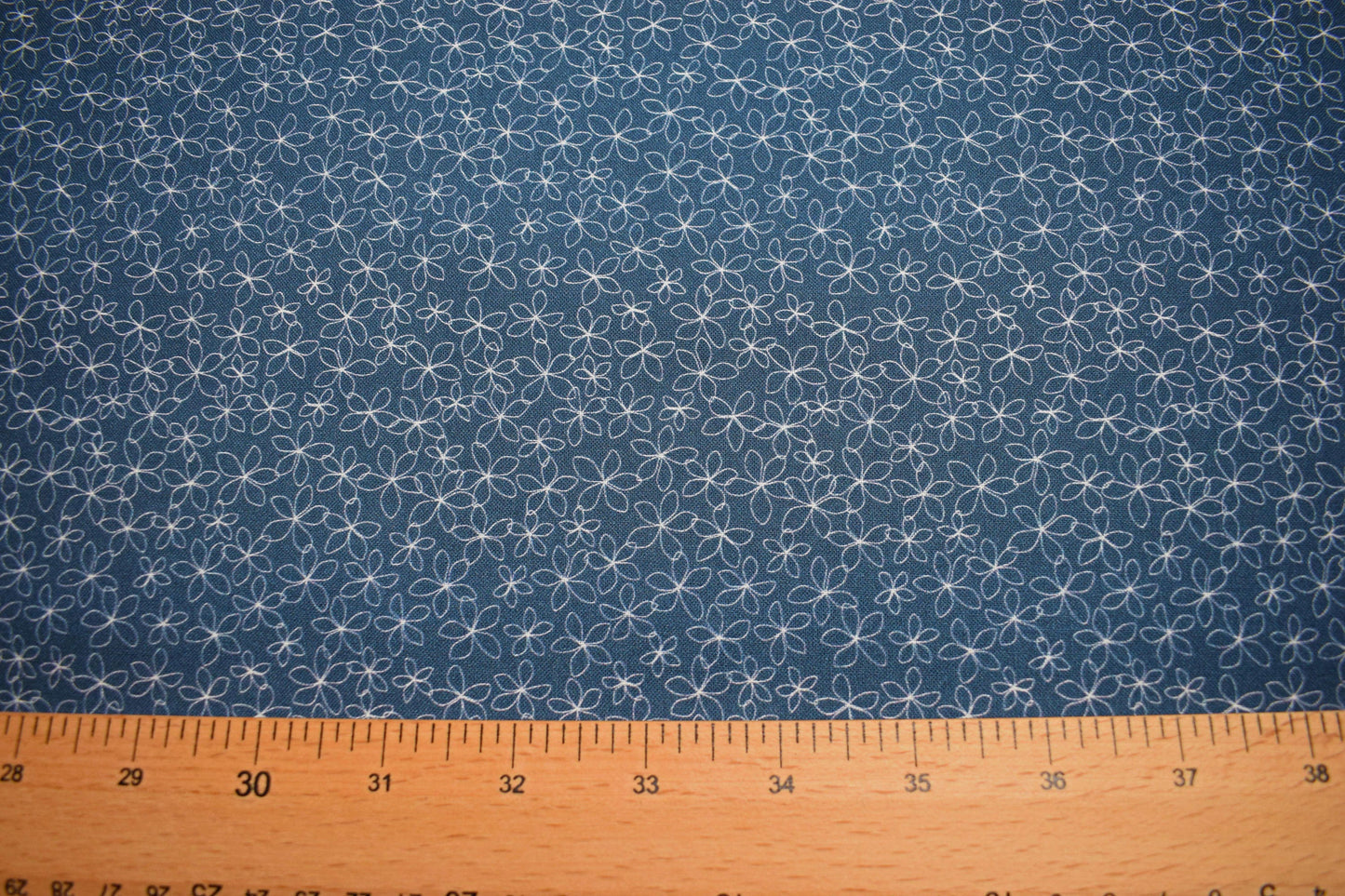 Navy floral fabric, stencil flower Quilting fabric, cotton fabric, Navy fabric, Price by the Half Metre The Quilt Sanctuary
