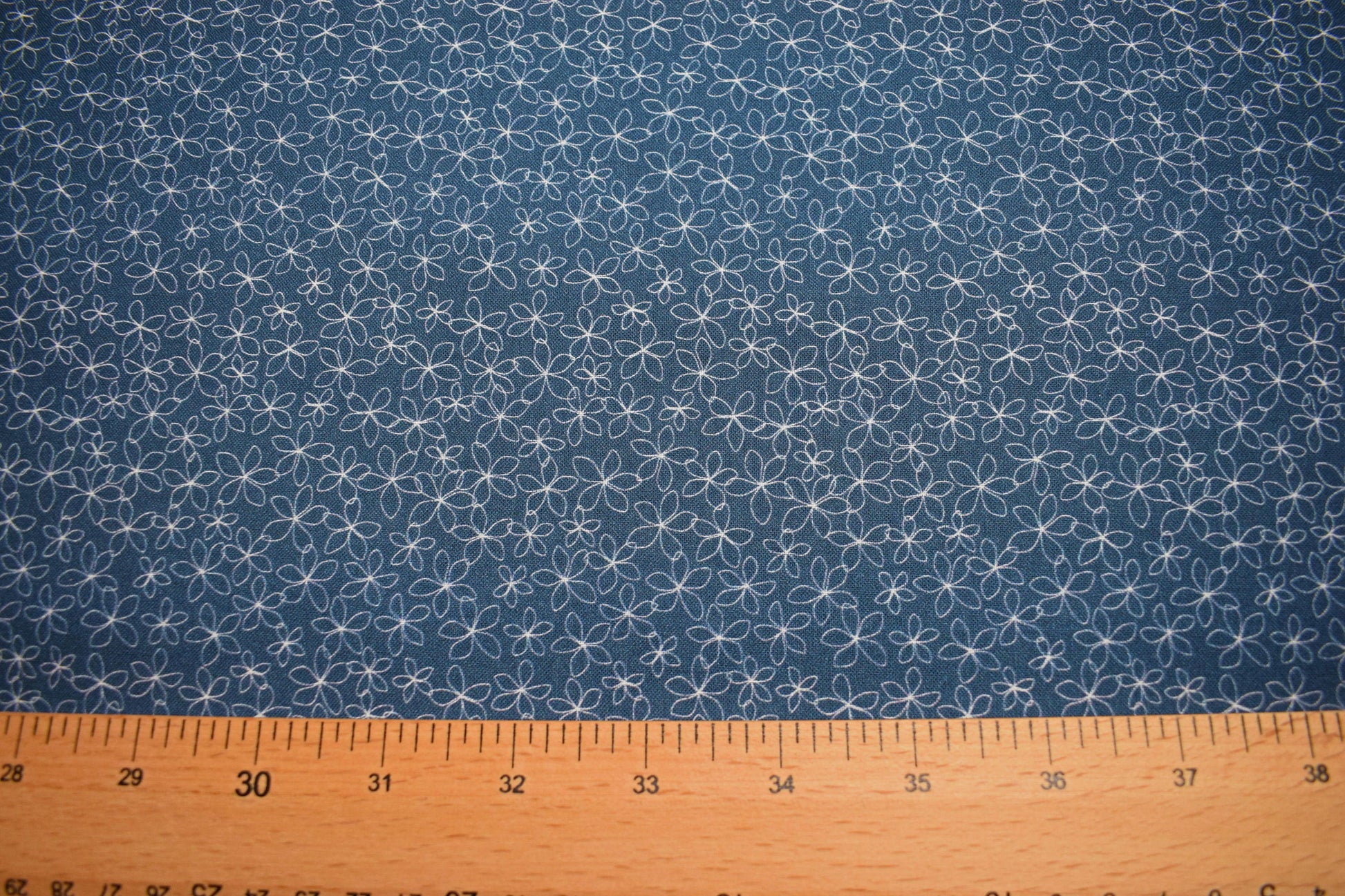 Navy floral fabric, stencil flower Quilting fabric, cotton fabric, Navy fabric, Price by the Half Metre The Quilt Sanctuary