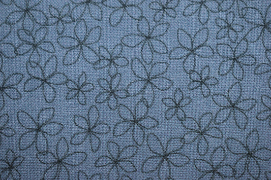 Pale Blue floral fabric, stencil flower Quilting fabric, cotton fabric, blue fabric, Price by the Half Metre The Quilt Sanctuary