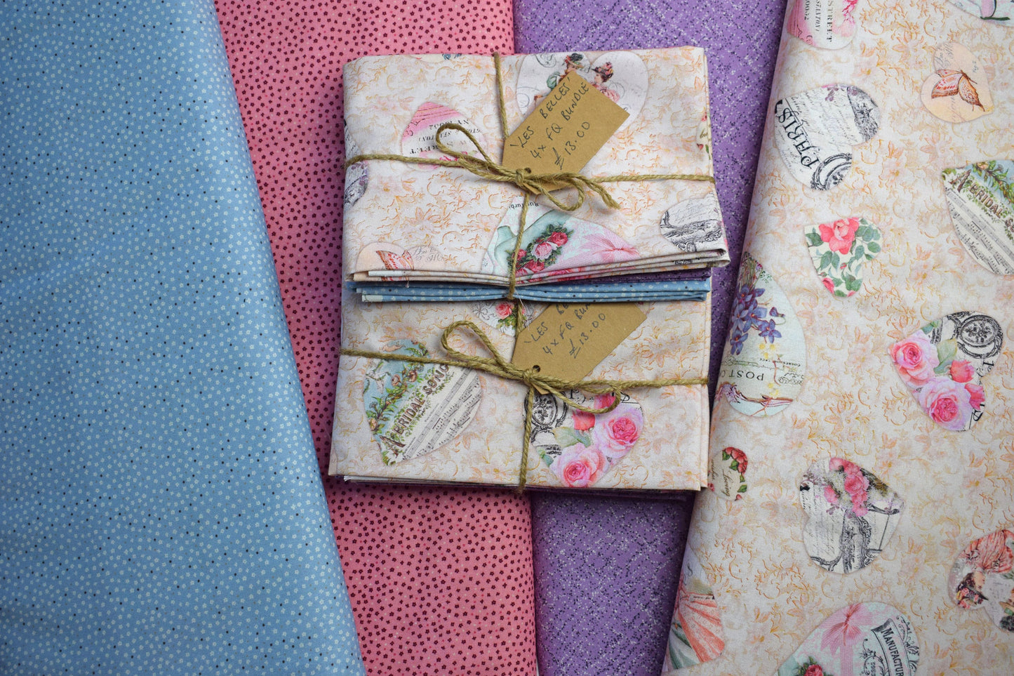 Valentine Fat Quarter bundle, quilting fabric bundle, heart fabric, quilting fabric, cotton fabric, victorian fabric, love fabric The Quilt Sanctuary