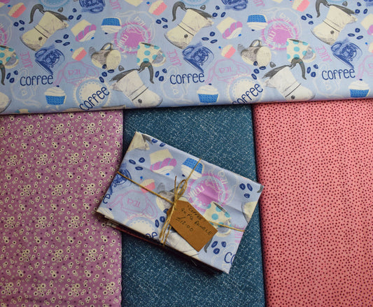 Coffee pot Fat Quarter bundle, quilting fabric bundle, cupcake fabric, coffee bean fabric, tea party fabric, quilting fabric, teacup fabric The Quilt Sanctuary