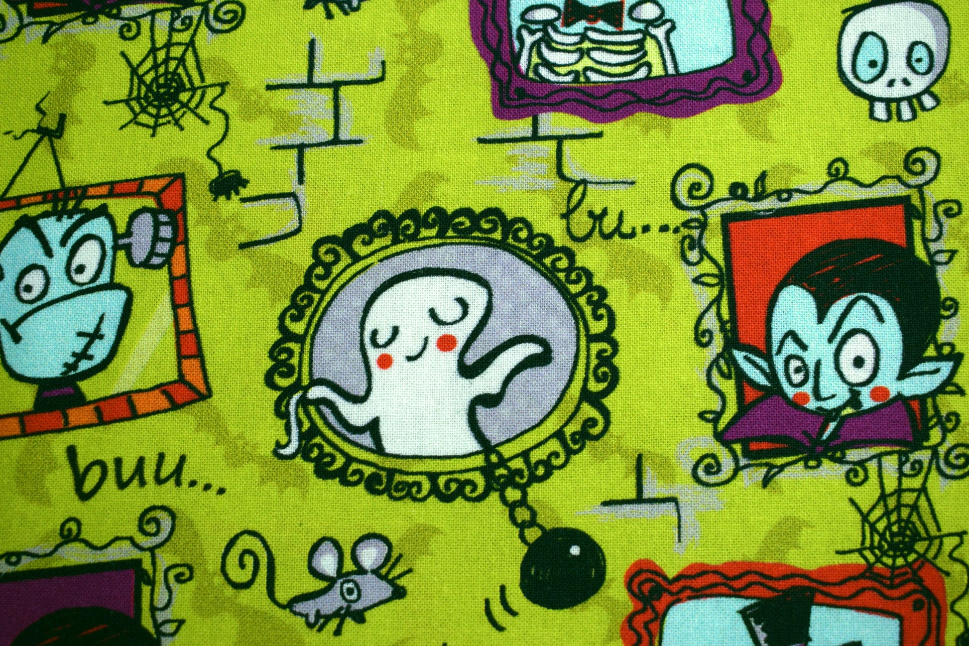 family portraits, Halloween fabric, quilting fabric, cotton fabric, Price by the Half Metre The Quilt Sanctuary