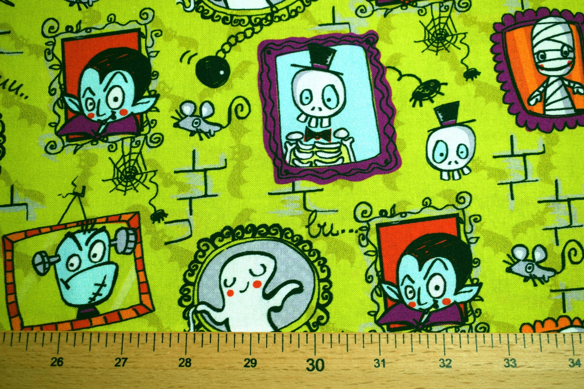 family portraits, Halloween fabric, quilting fabric, cotton fabric, Price by the Half Metre The Quilt Sanctuary