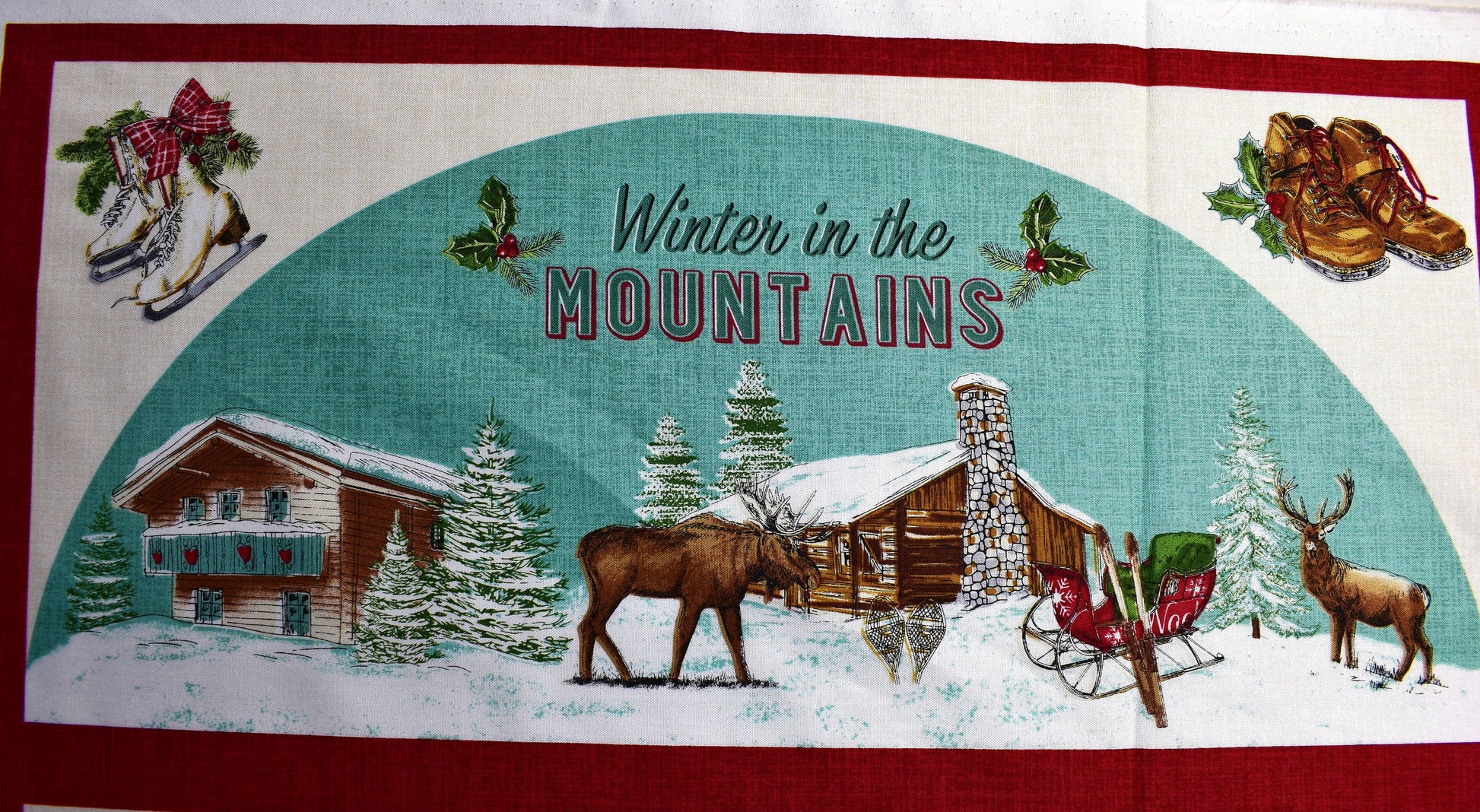 fabric advent calendar kit, christmas countdown, reusable advent calendar, quilting kit, mountain lodge, reindeer fabric, quilting panel The Quilt Sanctuary